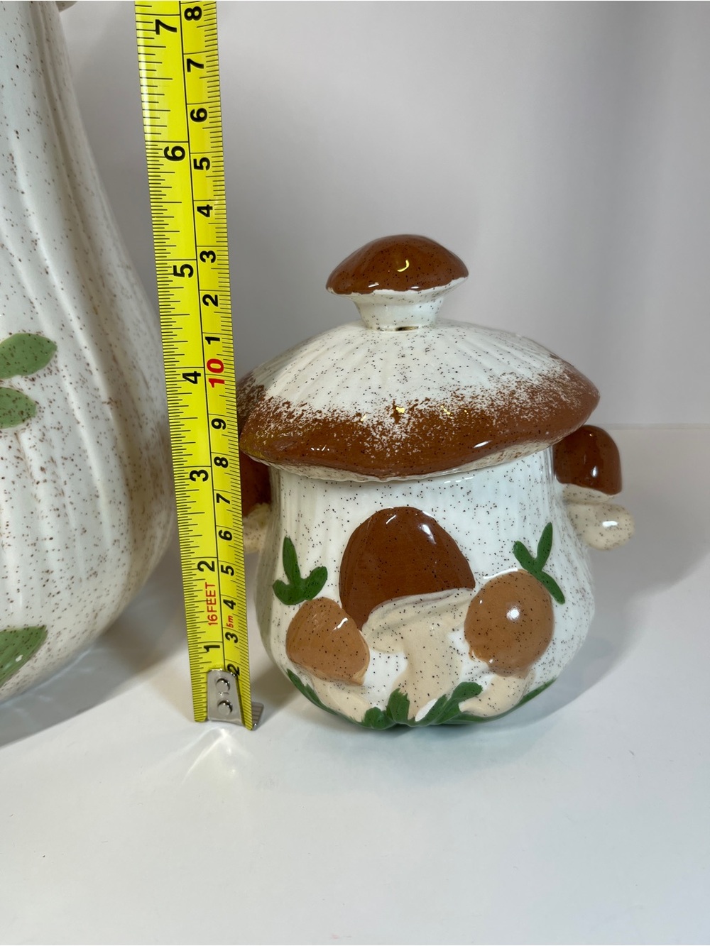 Vintage 1970s MCM Mushroom Canister Set of 2 Arnels Large Cookie Jar Sugar Bowl - Picture 2 of 16